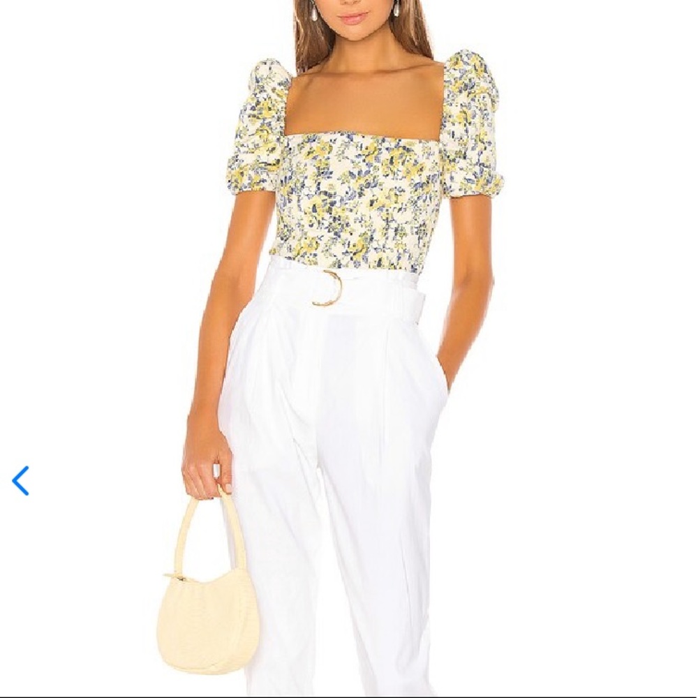 Lovers friends wesley top XS puff sleeve jacquard top